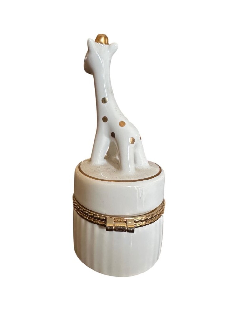 Giraffe Ceramic Keepsake Box For Babys First Curl With Gold Accents Tiny Memory - Picture 3 of 9